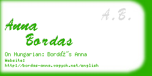 anna bordas business card